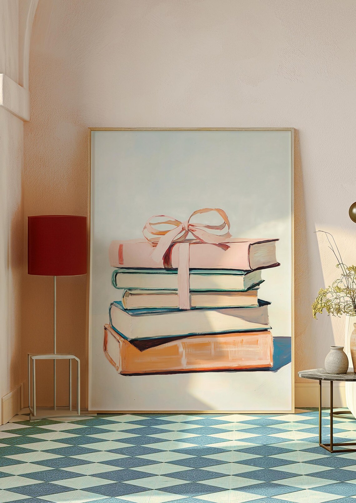 Book Lover Print, Pink Bow Pastel Apartment Aesthetic - Image 2