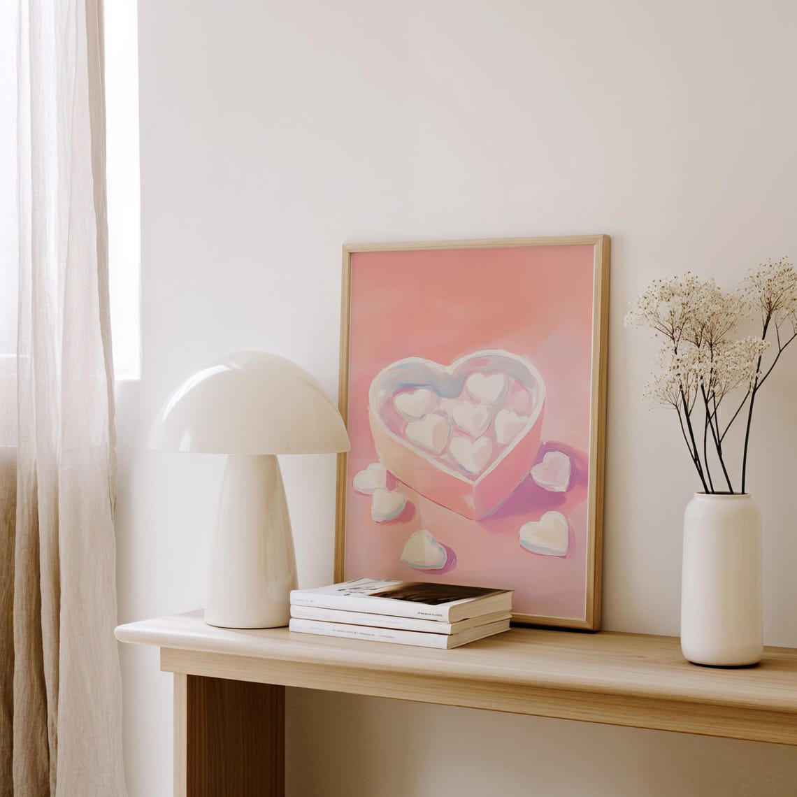 Heart Shaped Box of Sweet Heart Marshmallows Pastel Candy Art Poster - Image 2