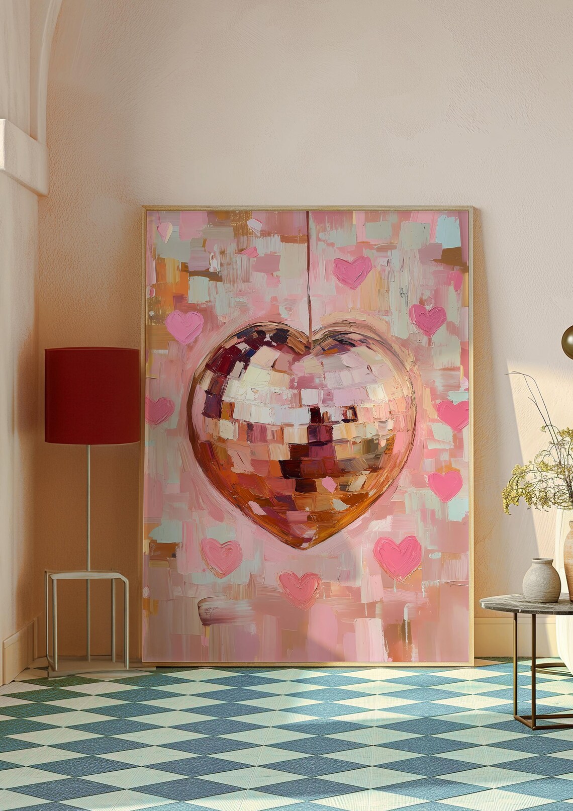 Heart Shaped Mirrorball, Pink Love Disco Decor - Image 2