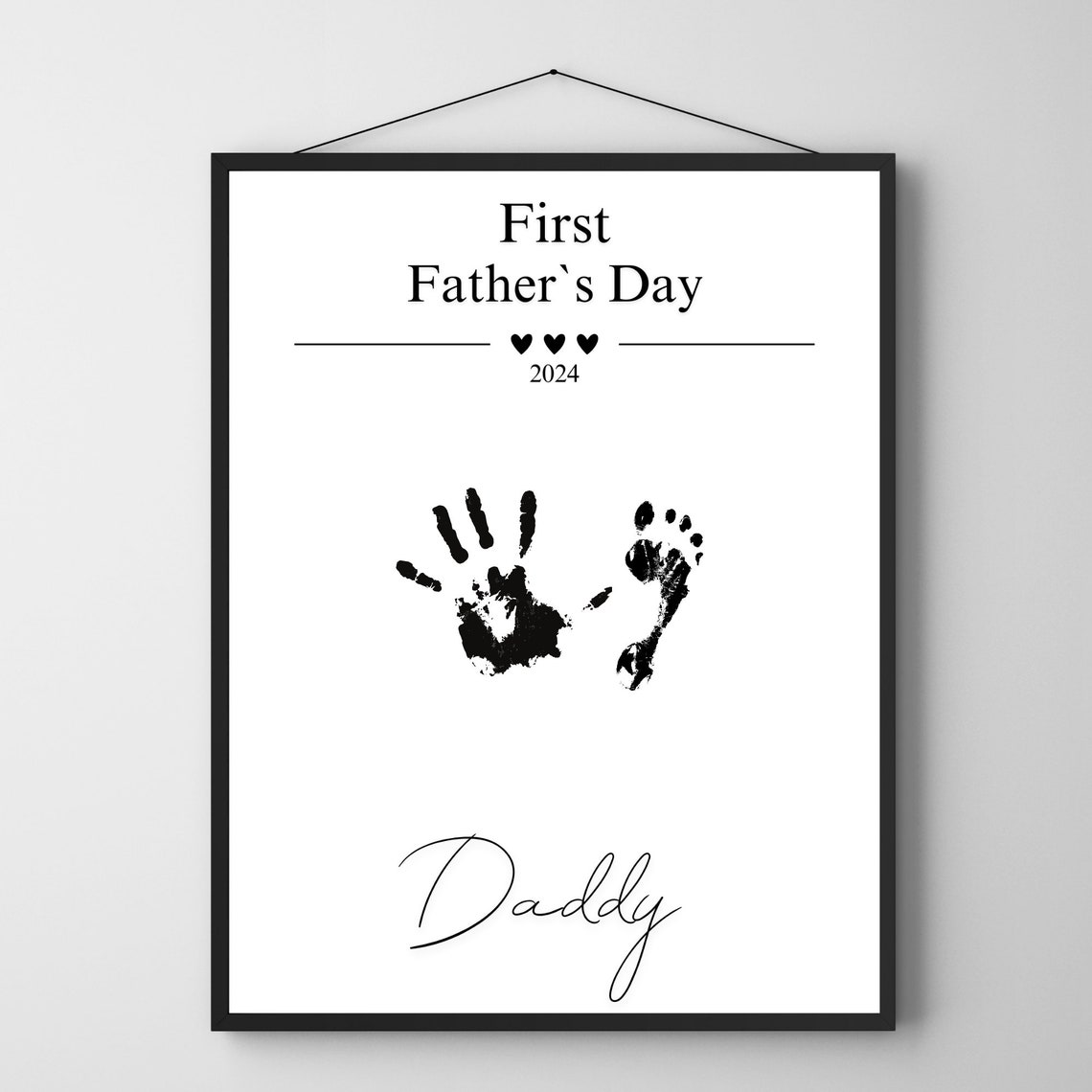 First Fathers Day 2024 Daddy Handprints Art Print Baby Keepsake Gift - Image 2