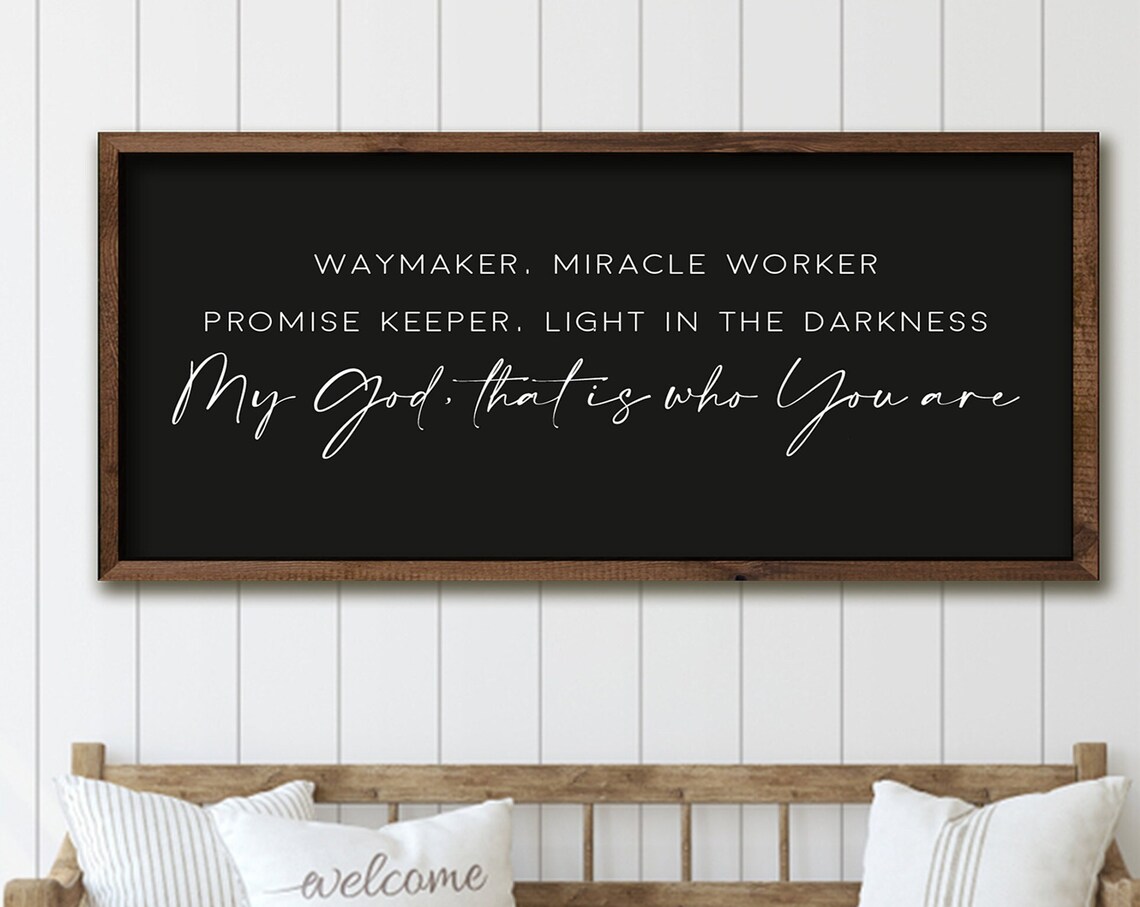 Waymaker Miracle Worker Promise Keeper Light In The Darkness Black Poster