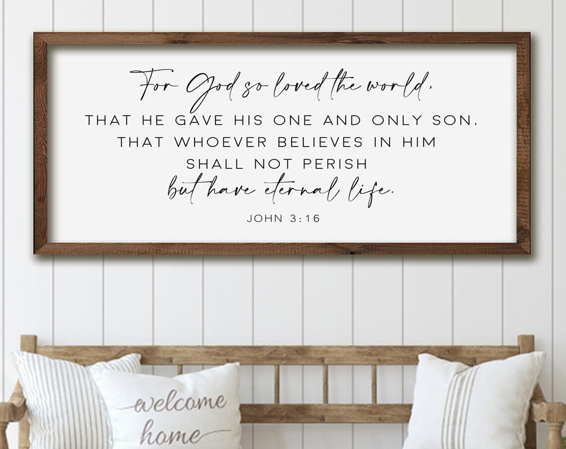John 3:16 Scripture Wall Art Print, Christian Decor