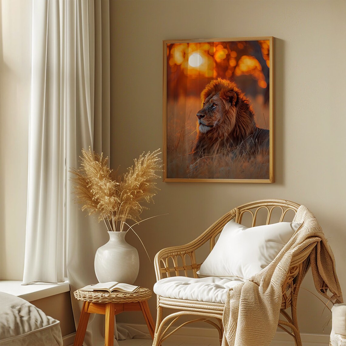 African Lion Safari Art Print, Wildlife Decor - Image 2