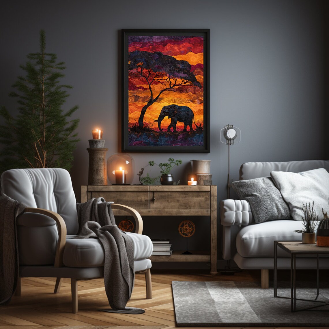 African Elephant Art Print, Wildlife Wall Decor - Image 3