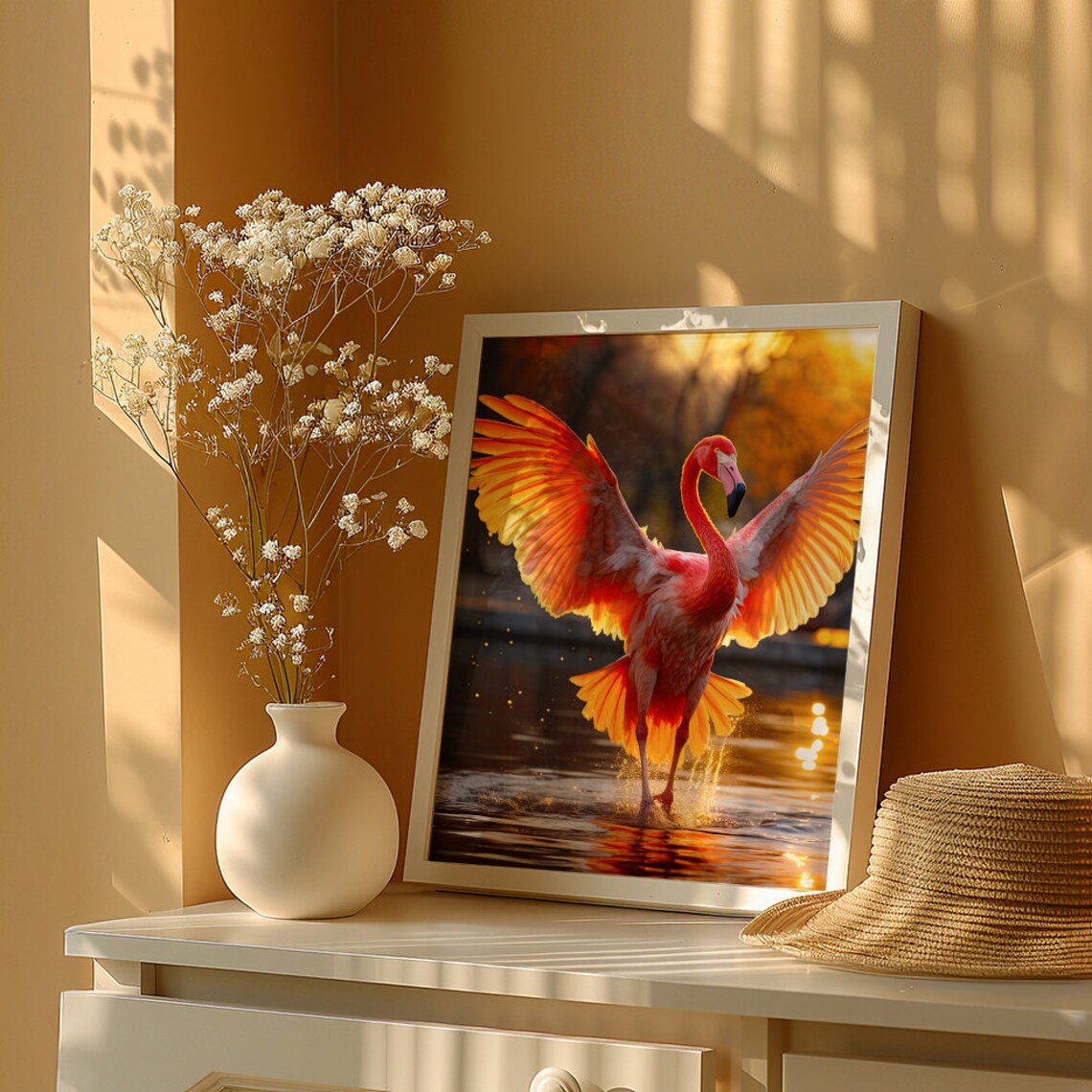 Crimson Flamingo Art Print, Pink Bird Decor - Image 3