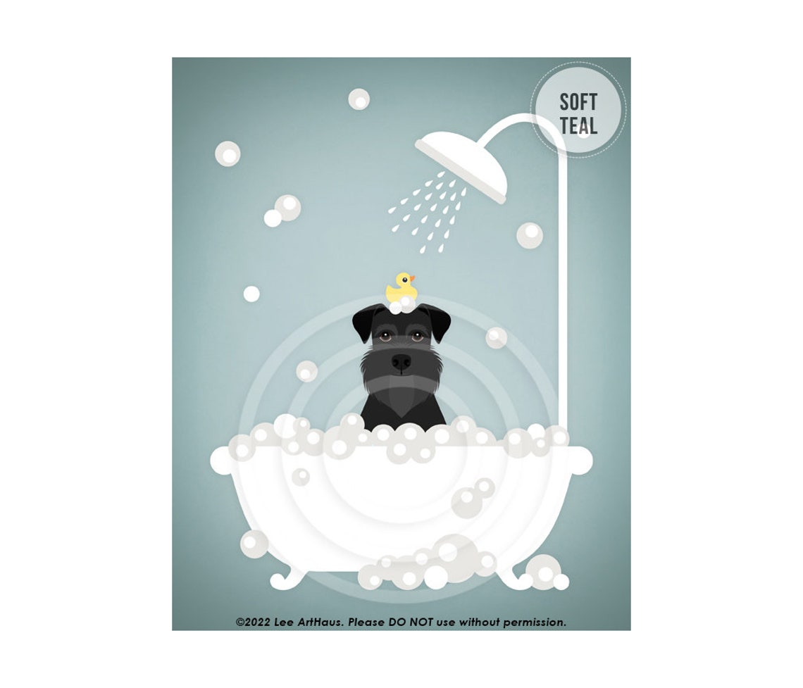 Black Schnauzer Bubble Bath Clawfoot Tub Rubber Duck Bathroom Poster - Image 4