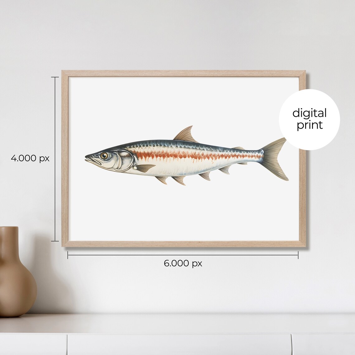 Mackerel Vintage Illustration Art Print, Fishing Decor - Image 2