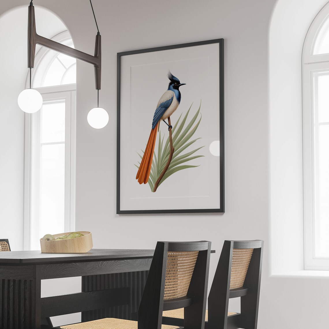Paradise Flycatcher Botanical Guide Art Print - Image 3