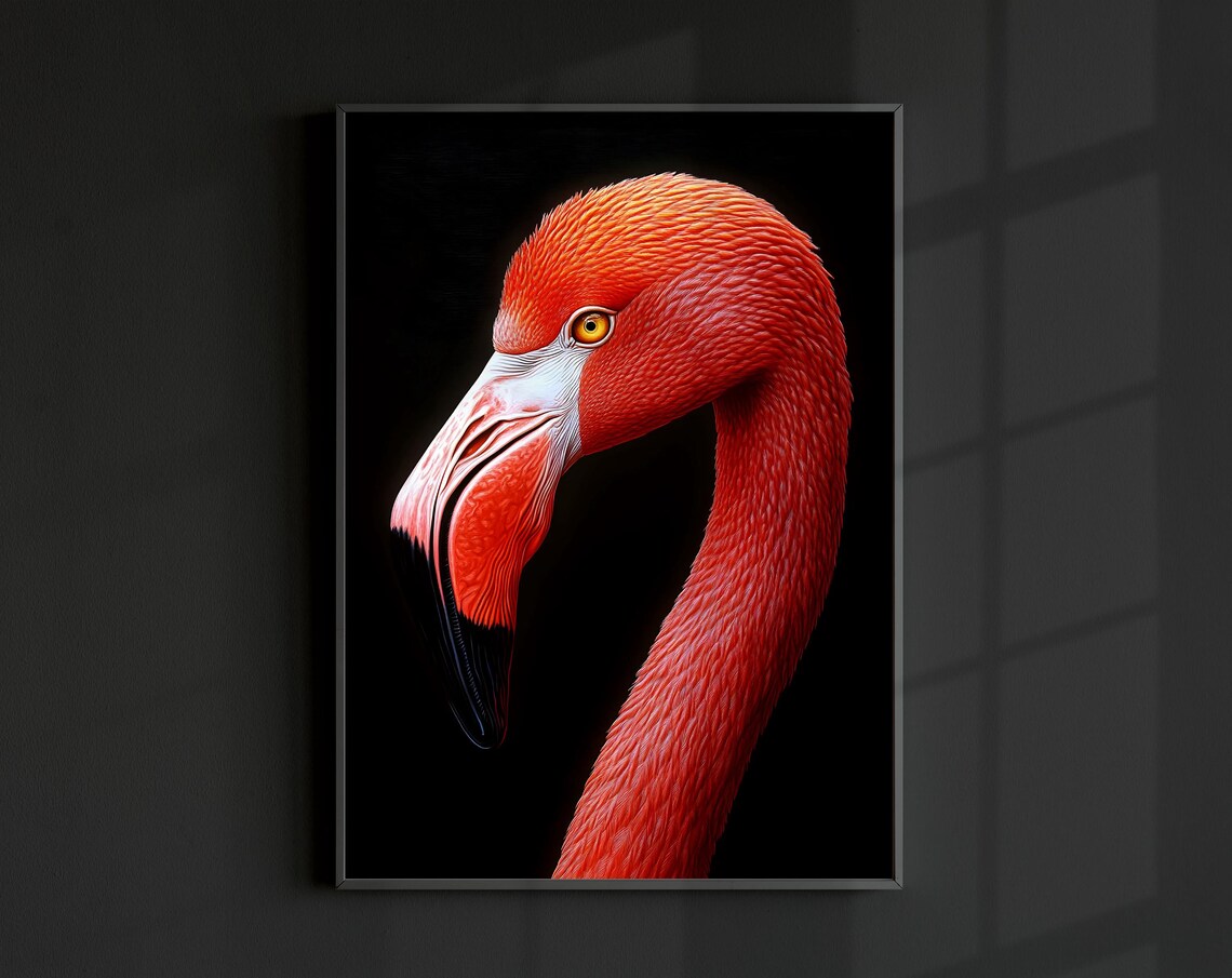 Flamingo Photo Poster, Tropical Wildlife Portrait
