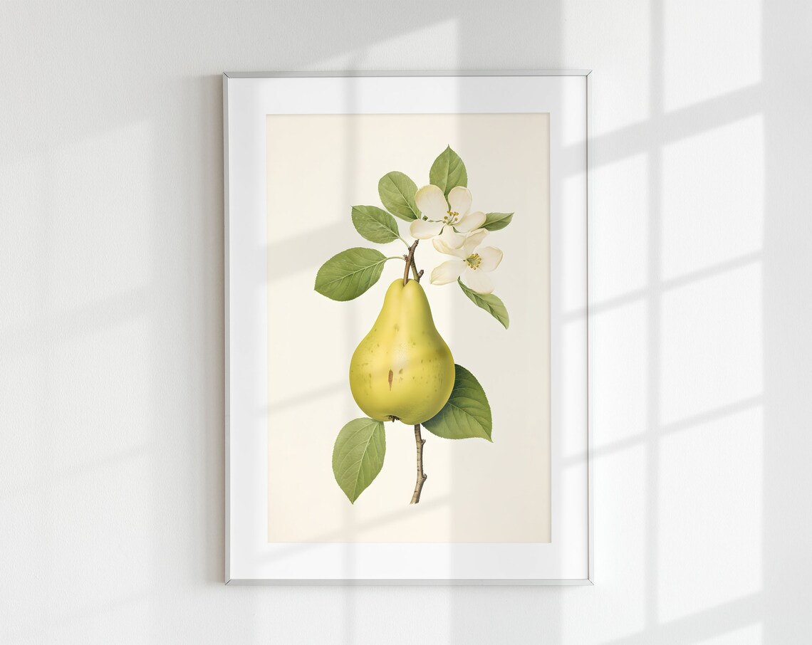 Pear Botanical Vintage Art Print, Fruit Branch