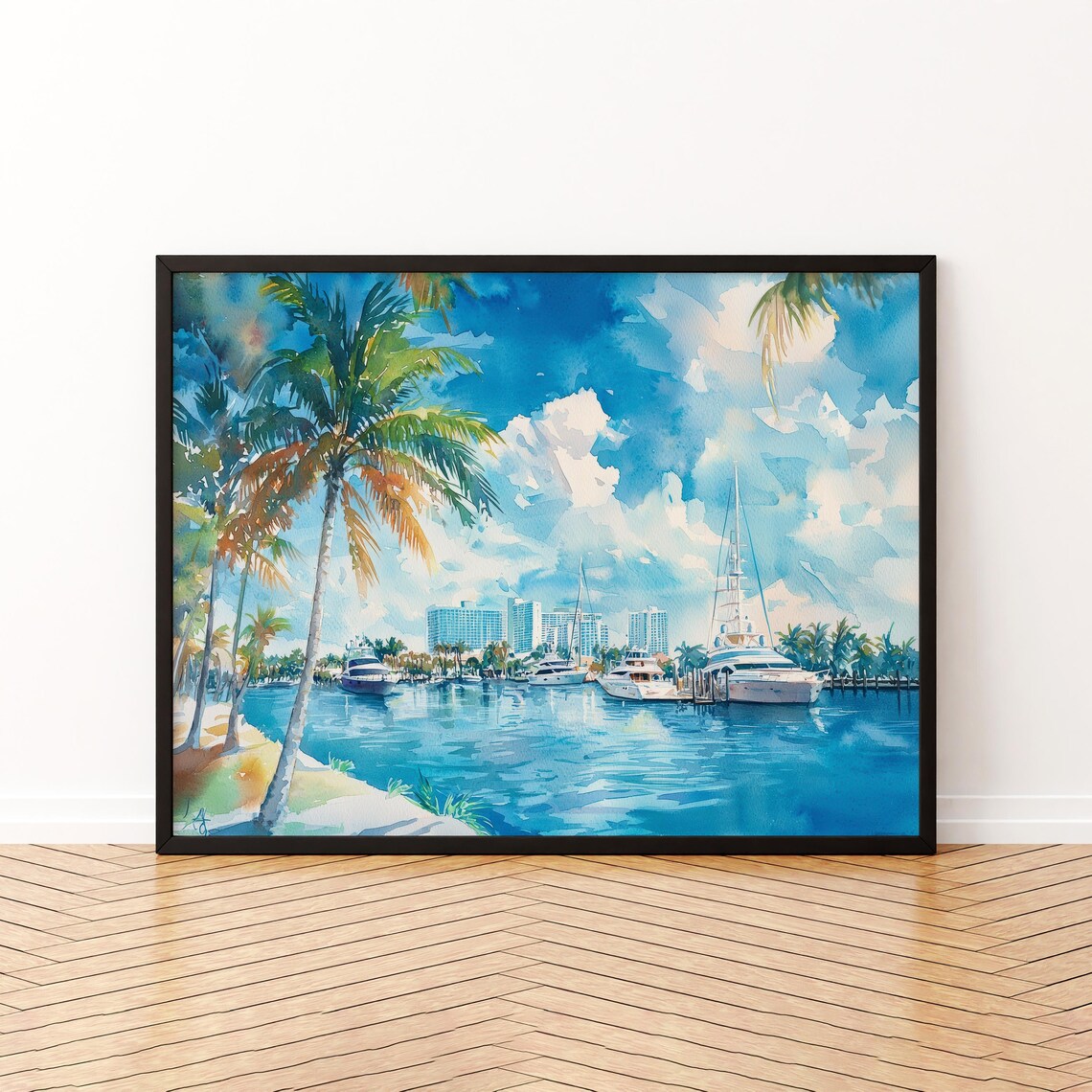 Fort Lauderdale Florida Watercolor Travel Poster