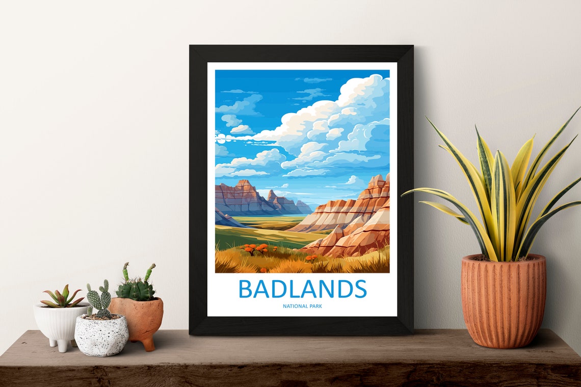Badlands National Park Striped Rock Formations Sunny Scenic Poster - Image 3