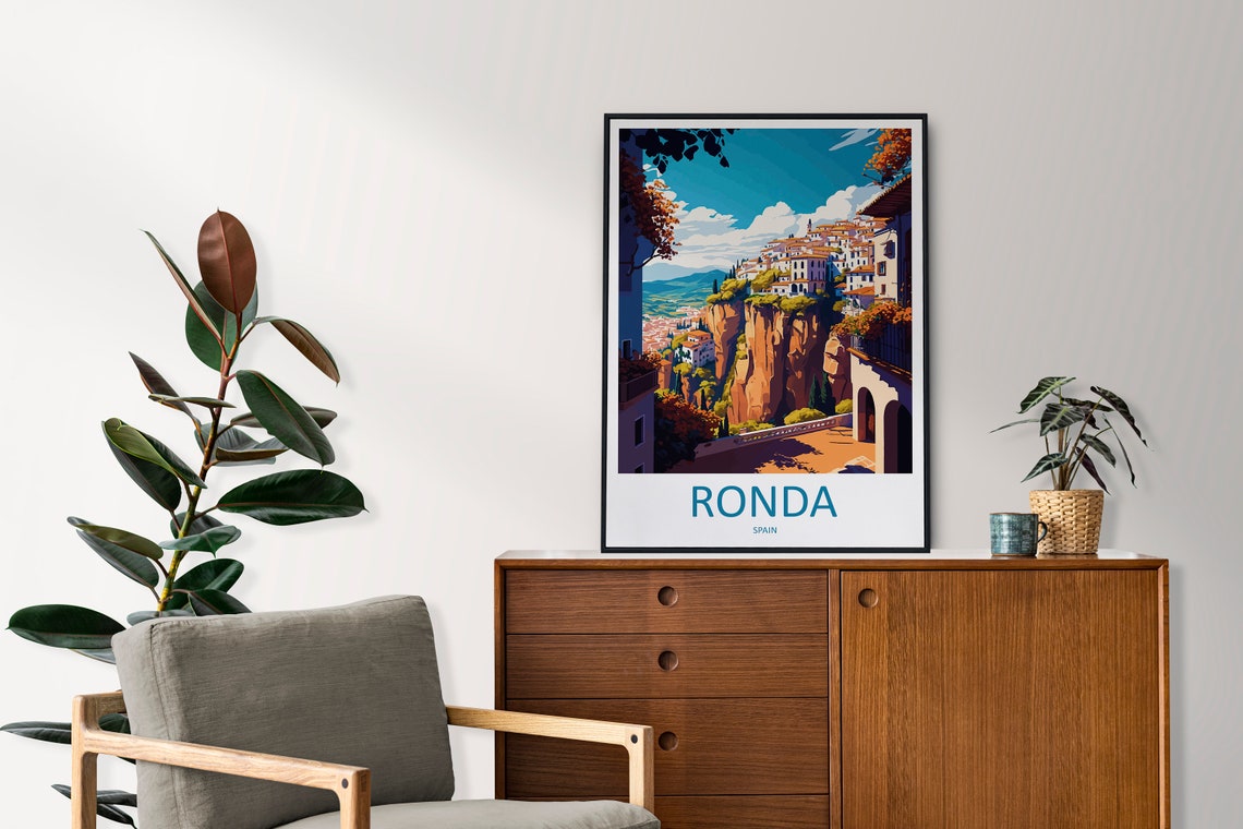 Ronda White Cliff-Top Town over Dramatic El Tajo Gorge Spain Poster - Image 2