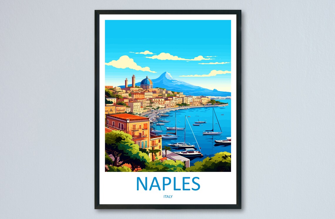 Naples Travel Poster, Italy Wall Art Print