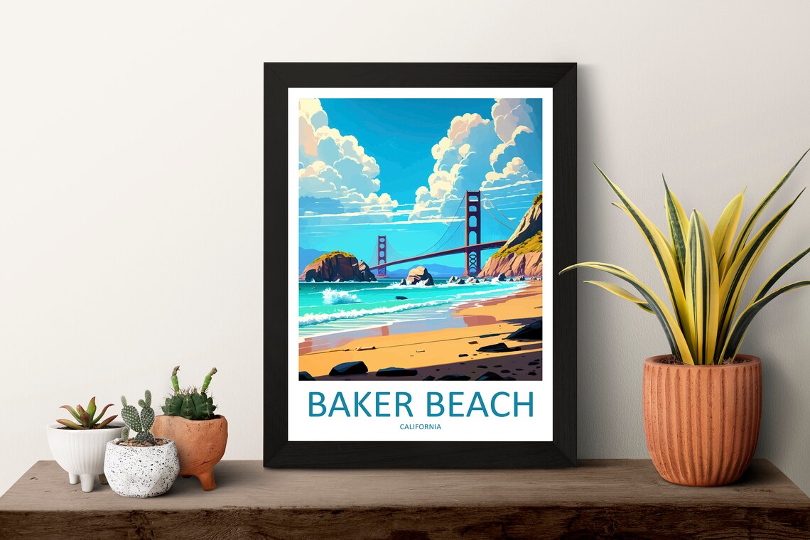 Baker Beach Golden Gate Bridge San Francisco Bay Travel Poster - Image 3