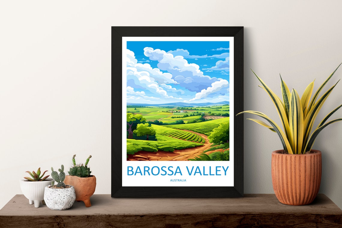 Barossa Valley Neat Vineyard Rows Rolling Over Green Wine Hills Poster - Image 3