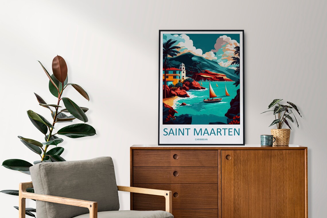 Saint Maarten Travel Print, Caribbean Wall Art - Image 2