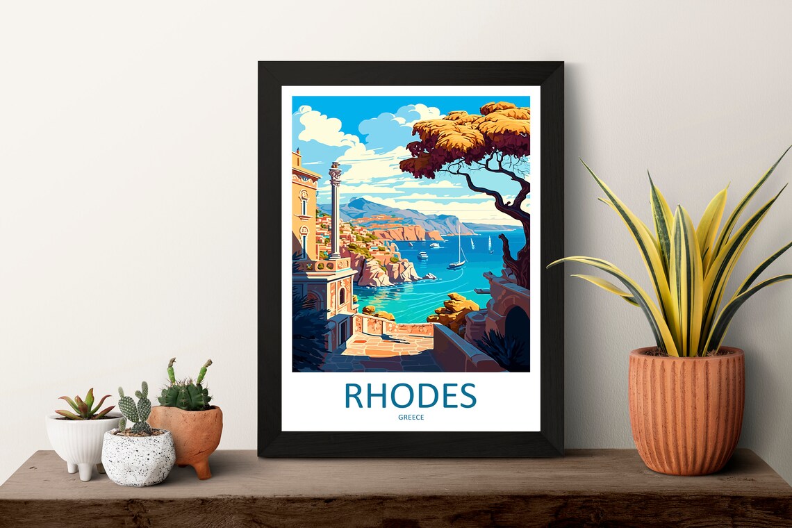 Rhodes Travel Poster, Greece Place Print - Image 3