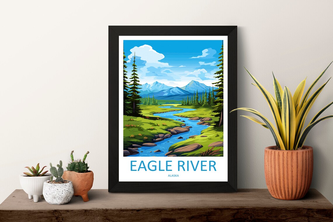Eagle River Travel Poster, Alaska Bird Print - Image 3
