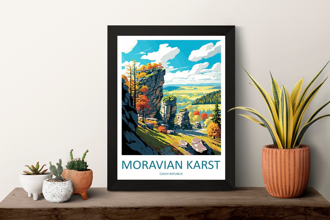 Moravian Karst Czech Republic Limestone Cliffs Autumn Poster - Image 3
