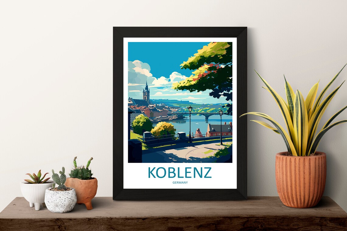 Koblenz Germany Rhine River Promenade Church Spires View Travel Poster - Image 3