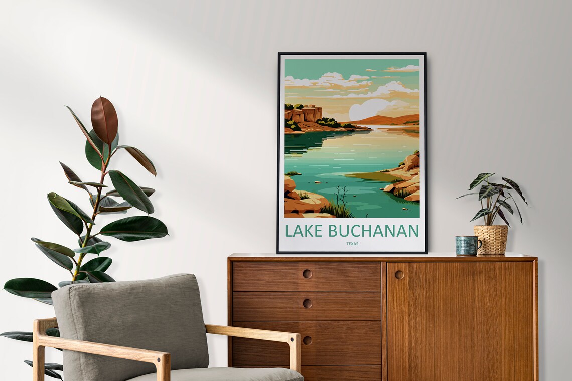 Lake Buchanan Travel Poster, Texas Wall Art - Image 2