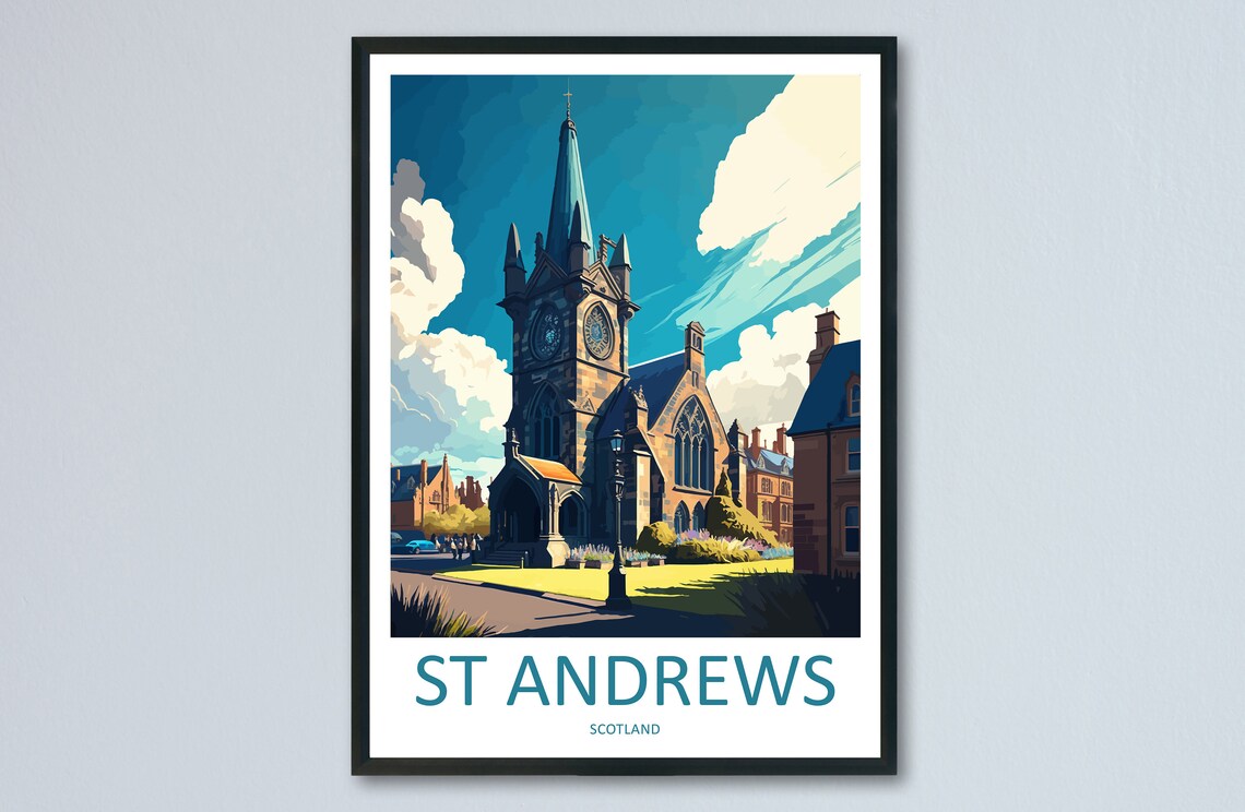 St Andrews Travel Poster, Scotland Place Print