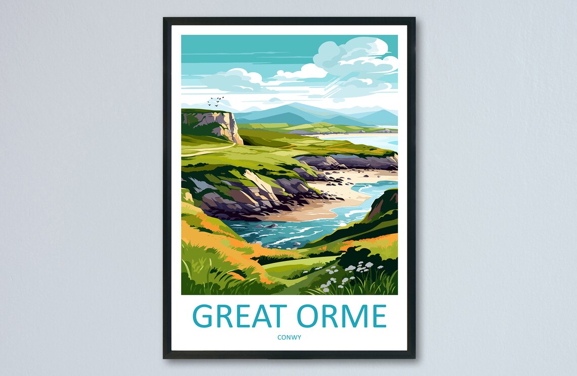 Great Orme Travel Poster, Conwy Place Print