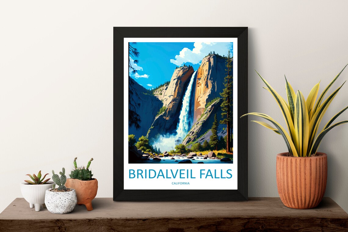 Bridalveil Falls California Granite Cliffs Yosemite Travel Poster - Image 3