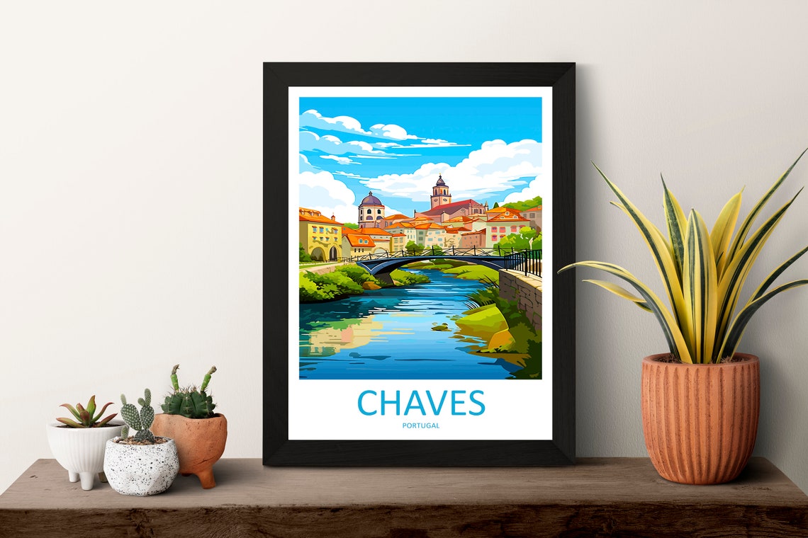 Chaves Portugal Riverside Town Stone Bridge Old Quarter Poster - Image 3