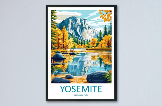 Yosemite El Capitan Autumn Trees Mirror Lake National Park Travel Poster