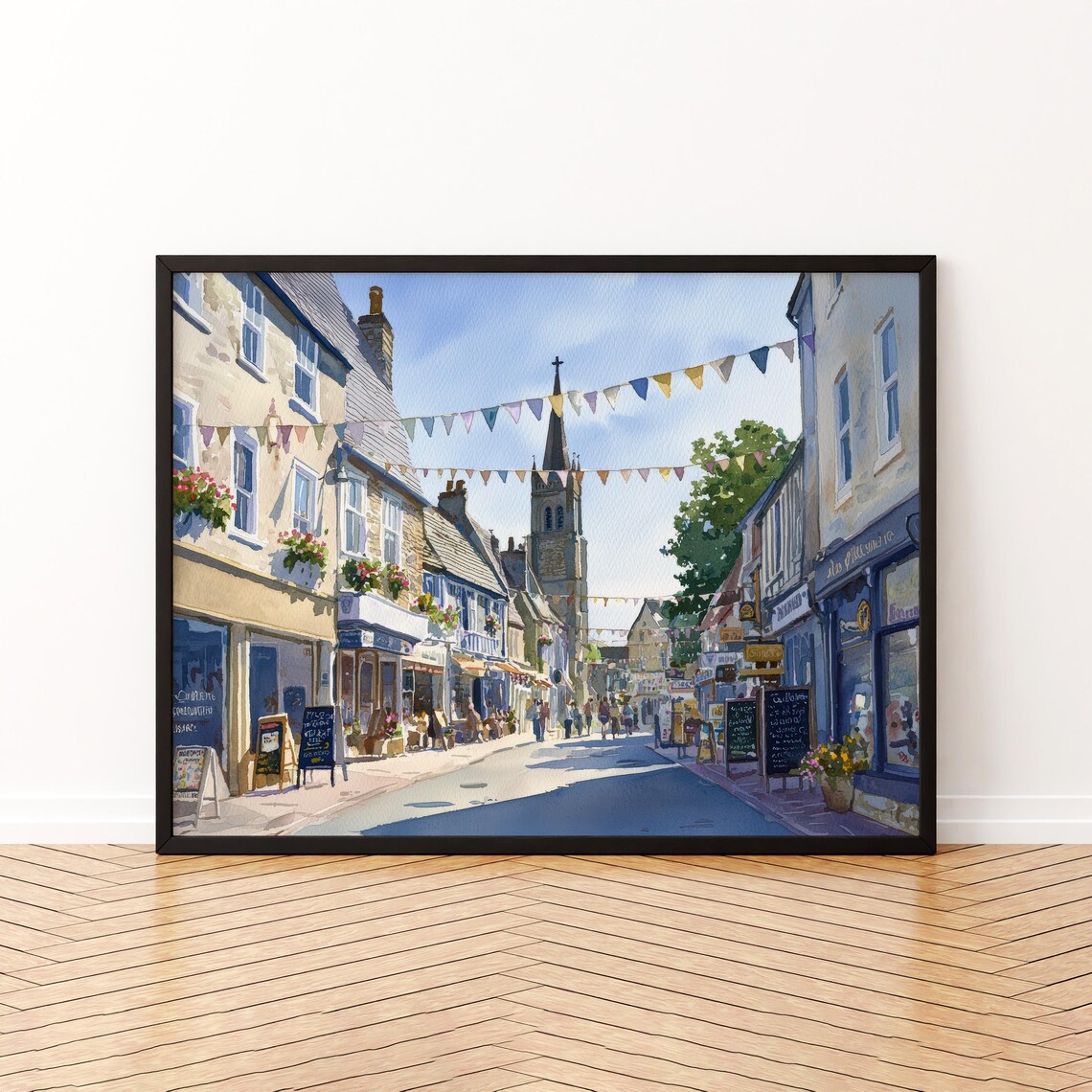 Kingsbridge Devon Watercolor Travel Poster, Coastal Town