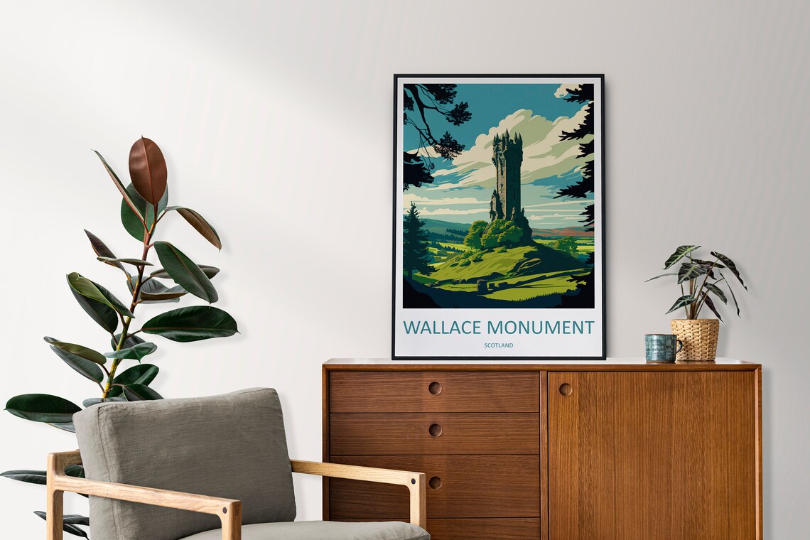 Wallace Monument Travel Poster, Scotland Landmark - Image 2
