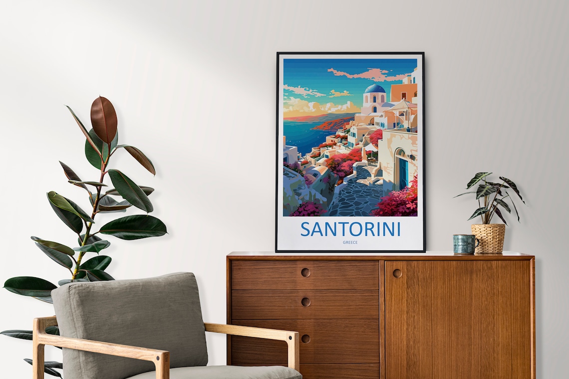 Santorini Greece Home Decoration Travel Poster - Image 2