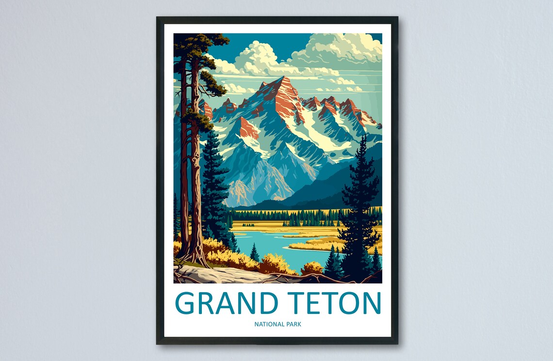 Grand Teton National Park Travel Poster, National Park