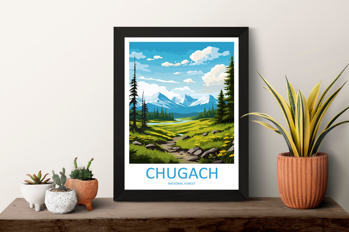 Chugach National Forest Wildflower Meadow Stream and Peaks Poster - Image 3