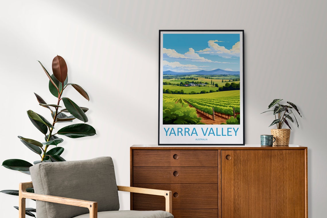 Yarra Valley Australia Vineyard Rows Beneath Rolling Hills Poster - Image 2