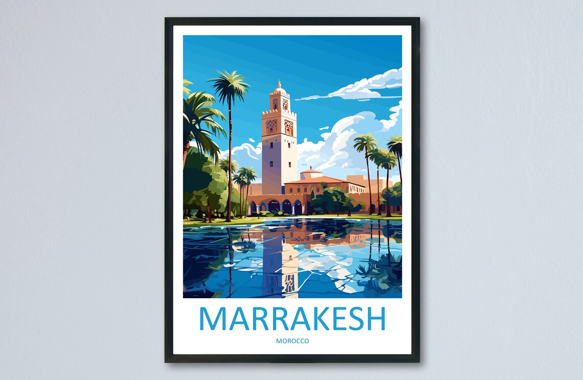 Marrakesh Travel Poster, Morocco Wall Decor
