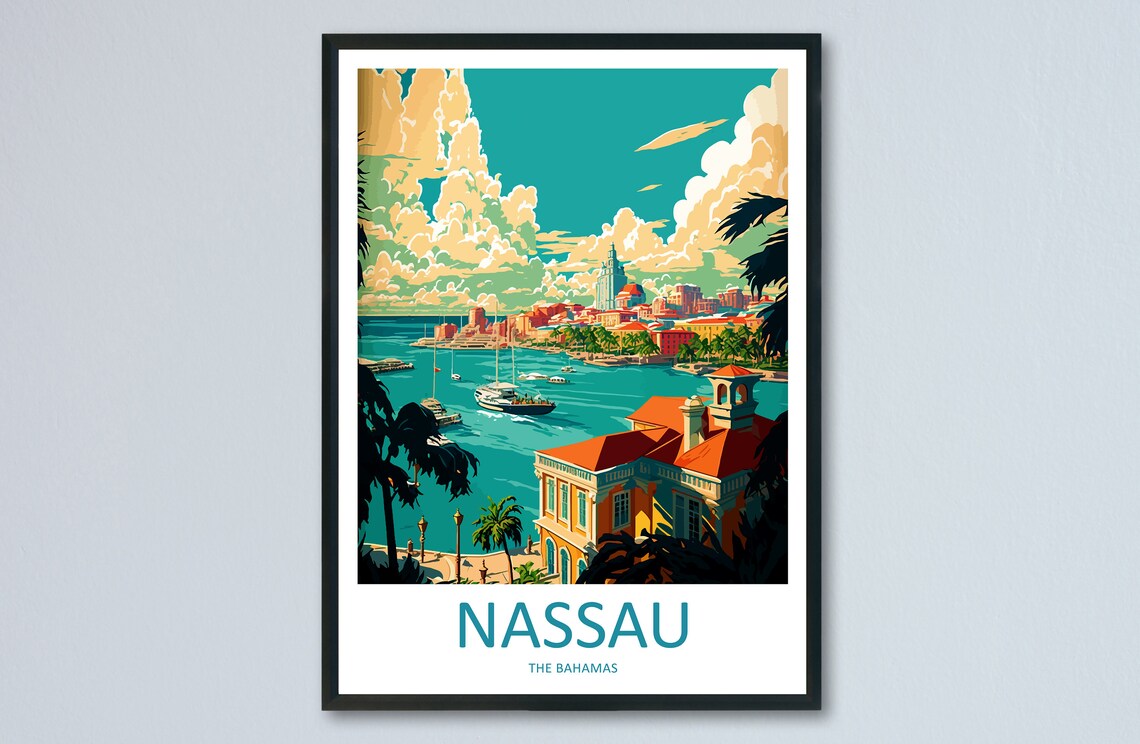 Nassau Caribbean Travel Poster, World & Cultural Art