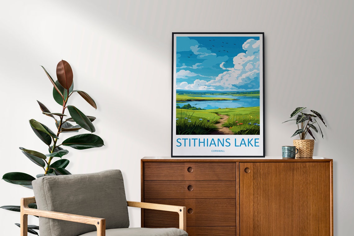 Stithians Lake Cornwall Waterside Path Wildflowers Travel Poster - Image 2