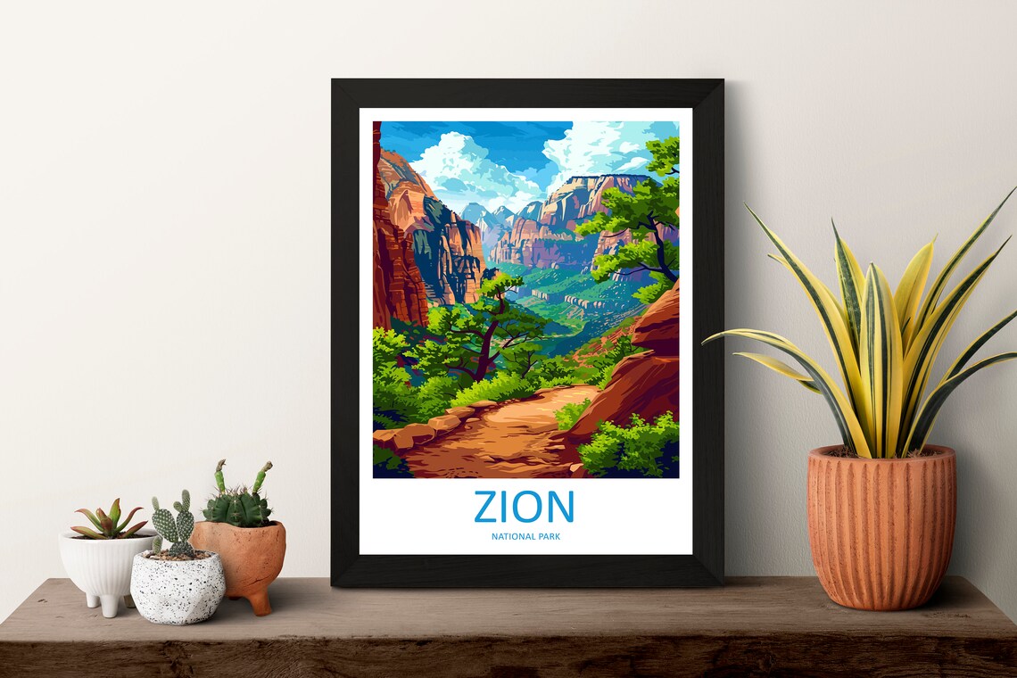 Zion National Park Travel Poster, Utah Wall Art - Image 3