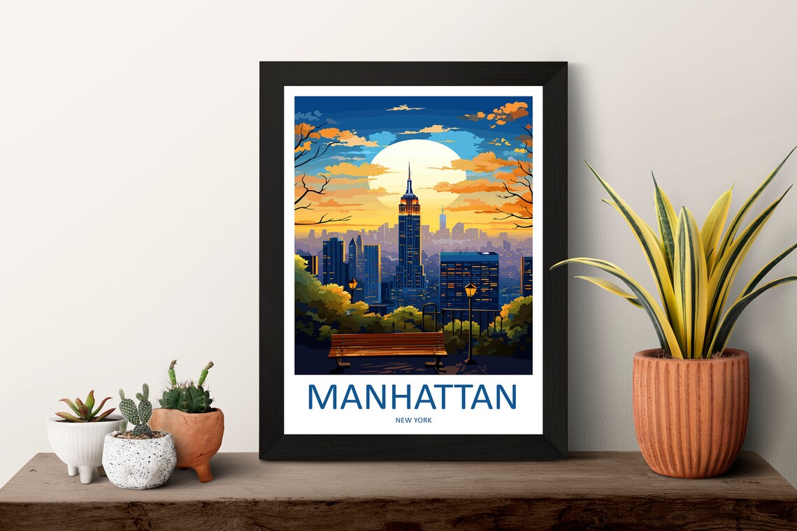Manhattan New York Sunset Skyline Empire State Building Poster - Image 3