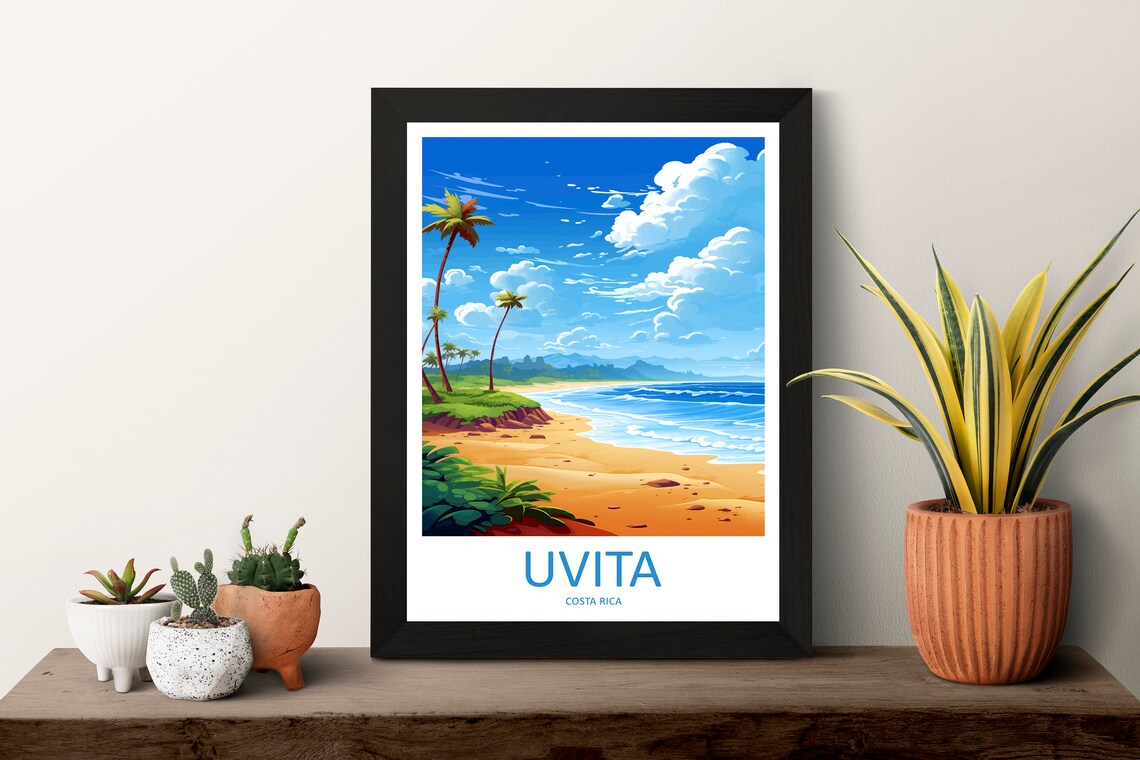 Uvita Costa Rica Golden Sand Beach Tropical Coastline Travel Poster - Image 3