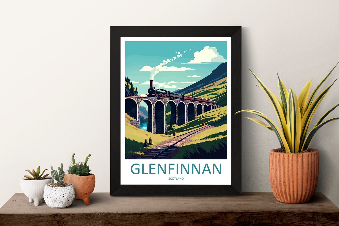 Glenfinnan Travel Poster, Scotland Art Print - Image 3