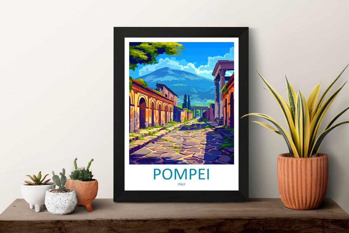 Pompei Italy Ancient Street Ruins Under Mount Vesuvius Poster - Image 3