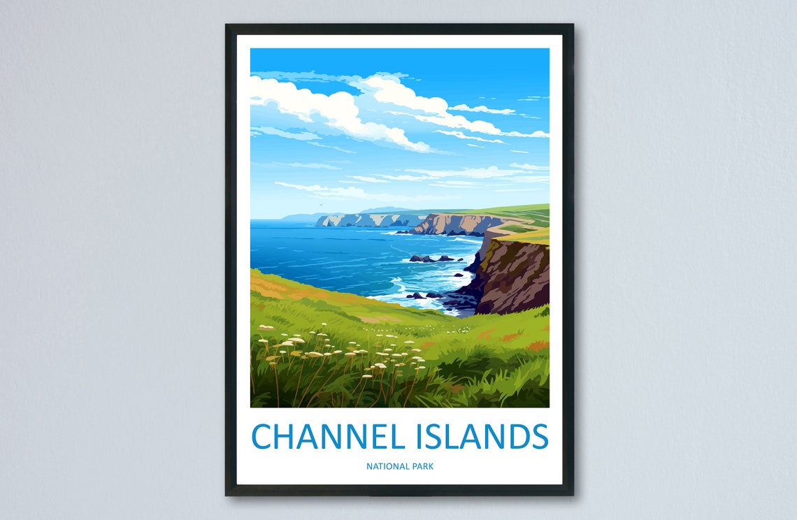 Channel Islands National Park Cliffs Coast Retro Travel Poster