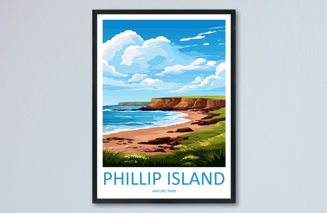 Phillip Island Nature Park Beach Headland Australia Travel Poster
