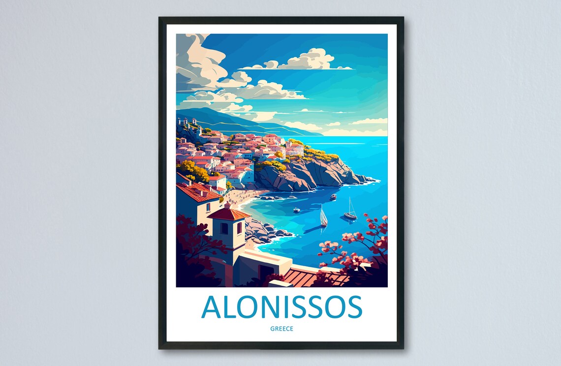 Alonnisos Greece Travel Poster, Europe Wall Art