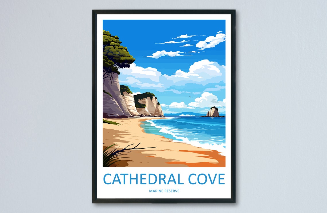 Cathedral Cove Marine Reserve Travel Print Wall Art Cathedral Cove Wall Hanging Home Dcor Cathedral Cove Gift Art Lovers New Zealand Travel