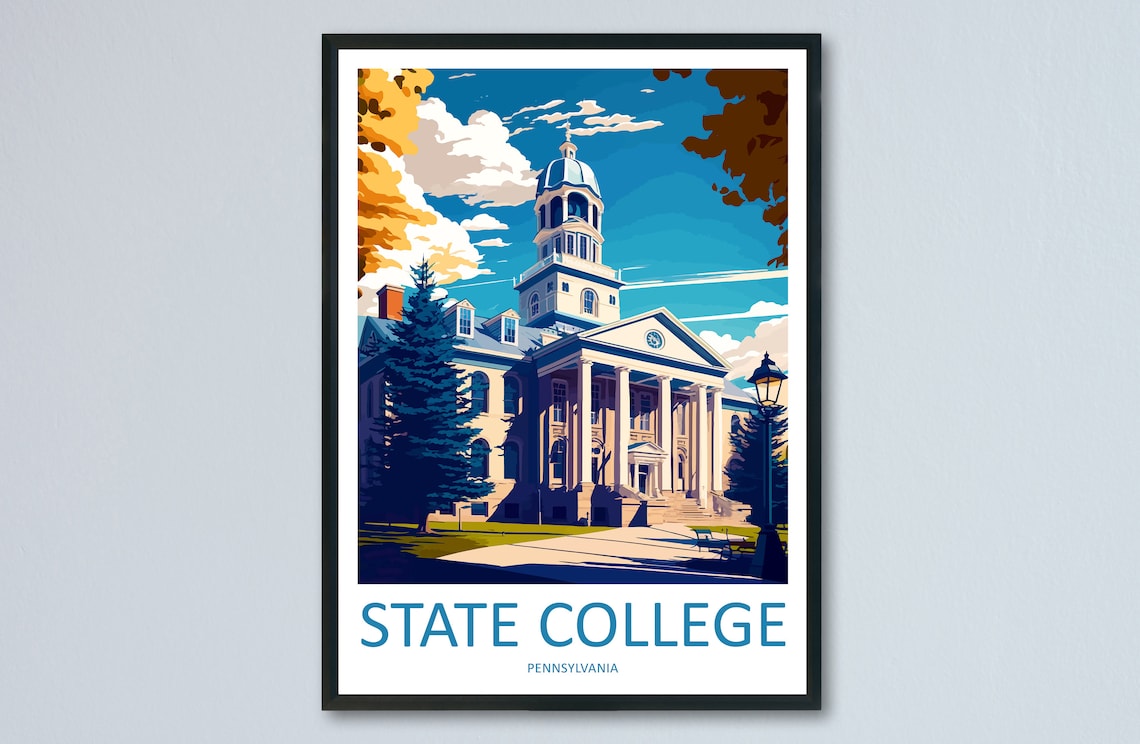 State College Travel Poster, Pennsylvania Wall Art